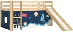 Lit Toboggan 90x200 Cm Avec Tente Astronaute Pin Massif Clair Pino