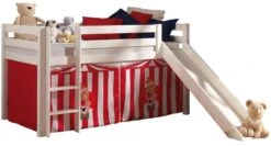 Lit Toboggan 90x200 Cm Avec Tente Clown Pin Massif Blanc Pino