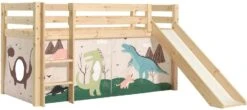 Lit Toboggan 90x200 Cm Avec Tente Dinosaure Pin Massif Clair Pino