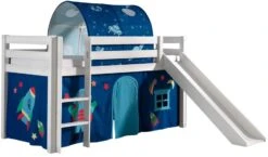 Lit Toboggan 90x200 Cm Avec Tente Et Tunnel Astra Pin Massif Blanc Pino