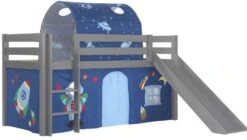 Lit Toboggan 90x200 Cm Avec Tente Et Tunnel Astra Pin Massif Gris Pino