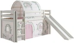 Lit Toboggan 90x200 Cm Avec Tente Et Tunnel Contra Pin Massif Blanc Pino