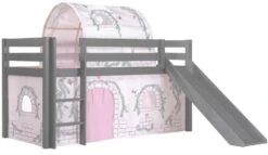 Lit Toboggan 90x200 Cm Avec Tente Et Tunnel Contra Pin Massif Gris Pino