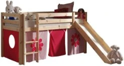 Lit Toboggan 90x200 Cm Avec Tente Fleur Pin Massif Clair Pino