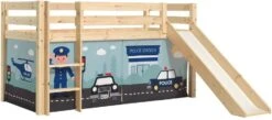 Lit Toboggan 90x200 Cm Avec Tente Police Pin Massif Clair Pino