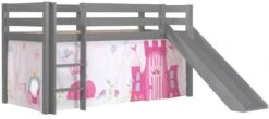 Lit Toboggan 90x200 Cm Avec Tente Princesse Pin Massif Gris Pino