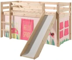 Lit Toboggan 90x200 Cm Avec Tente Printemps Pin Massif Clair Pino