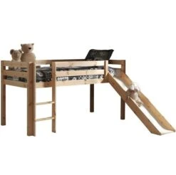 Lit Toboggan 90x200 Cm Pin Massif Clair Pino