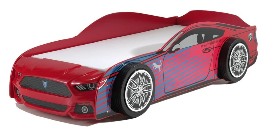 Lit Voiture De Course 90x200 Cm Bois Rouge Panther