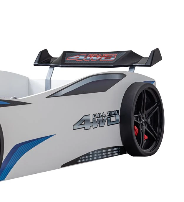 Lit Voiture De Course Avec Bruitages Et Leds Mustang Blanc – Image 7