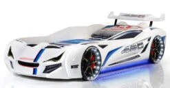 Lit Voiture De Course Turbo V1 Blanche 90x190 Cm