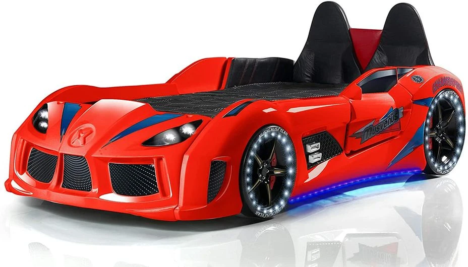 Lit Voiture De Sport Blanc à Led Avec Coffre De Rangement à Led Competition 90x190 Cm – Image 8