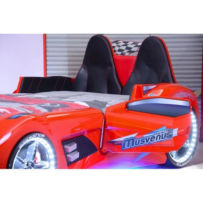Lit Voiture De Sport Blanc à Led Avec Effets Sonores Competition 90x190 Cm – Image 6