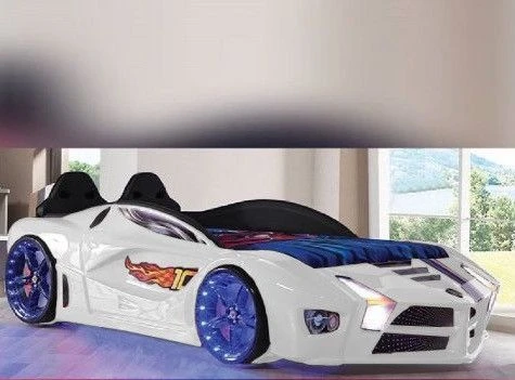 Lit Voiture De Sport Blanc Ă Led Flamme