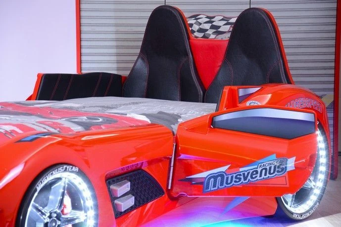 Lit Voiture De Sport Rouge à Led Avec Effets Sonores Competition 90x190 Cm – Image 7