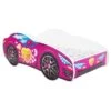 Lit Voiture Racing Rose 80x160 Cm - Sommier Et Matelas Inclus