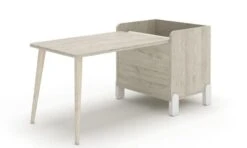 Table Bureau Avec Coffre Dessin Bois Clair Et Pieds Blanc