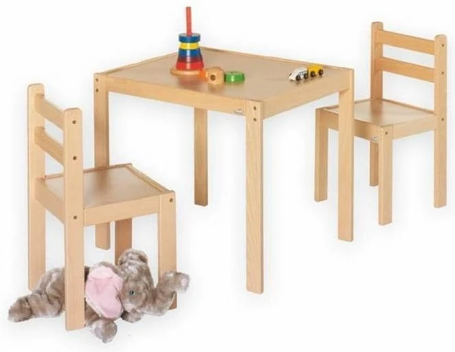 Table Et 2 Chaises HĂȘtre Naturelle Kalle & Ko â Image 2