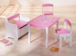 Table Et 2 Chaises Rose Et Blanc Lotta
