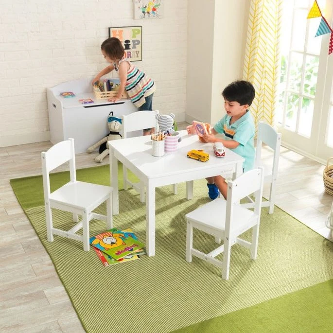 Table Et 4 Chaises Blanc Farmhouse Kidkraft 21455 – Image 4